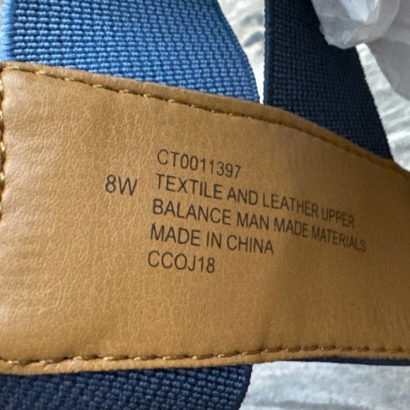 NIB Comfortiva Farrow 8W WIDE 39 Denim Multi Blue Stretch Woven Sling Sandals - Picture 9 of 12